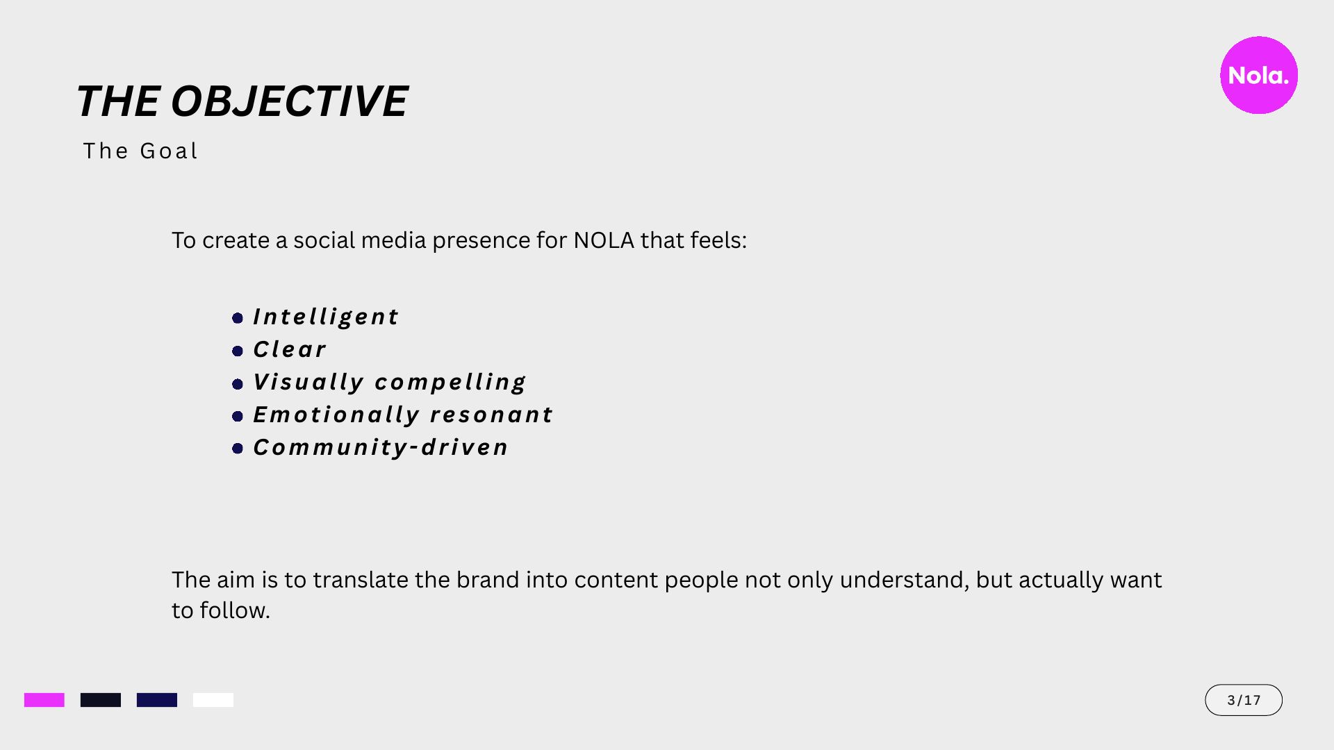 Nola social direction deck, slide 3 of 17