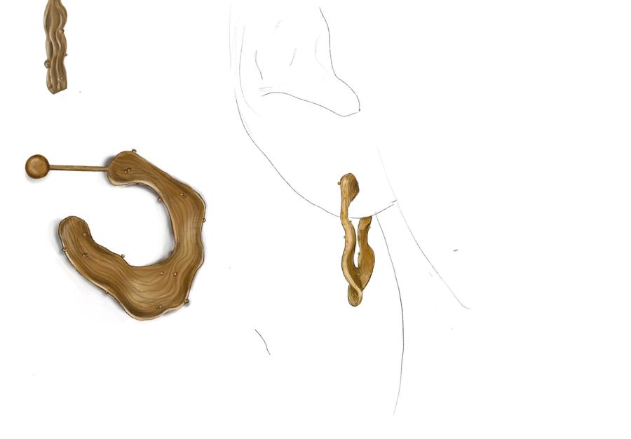 Earring study, hand-drawn