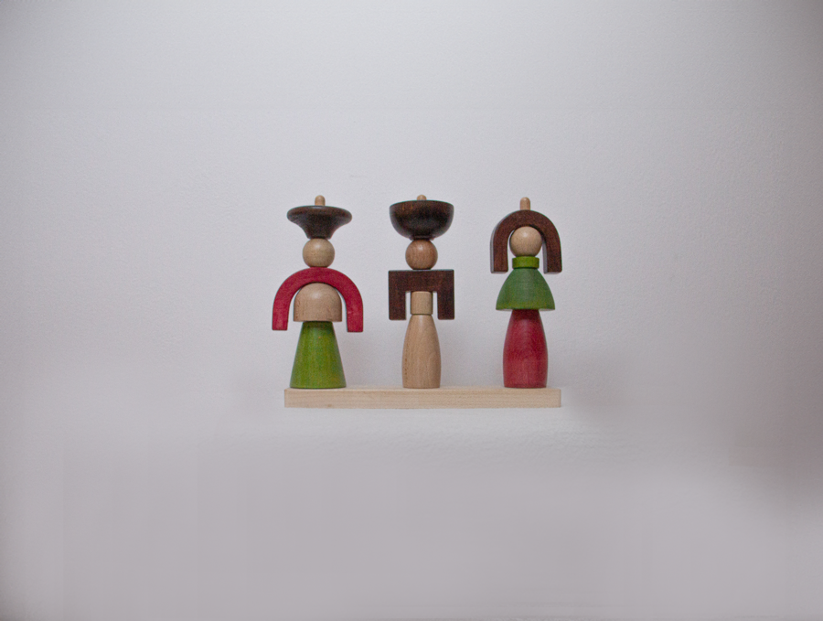 Wooden figures on a shelf
