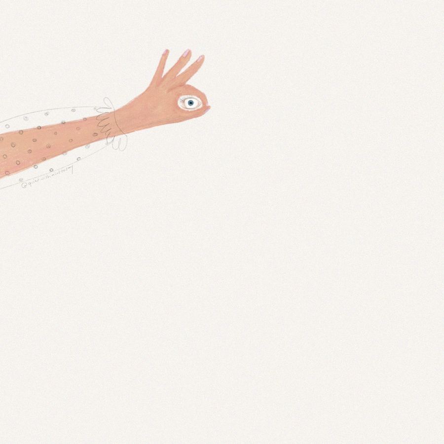 A hand with an eye, illustration