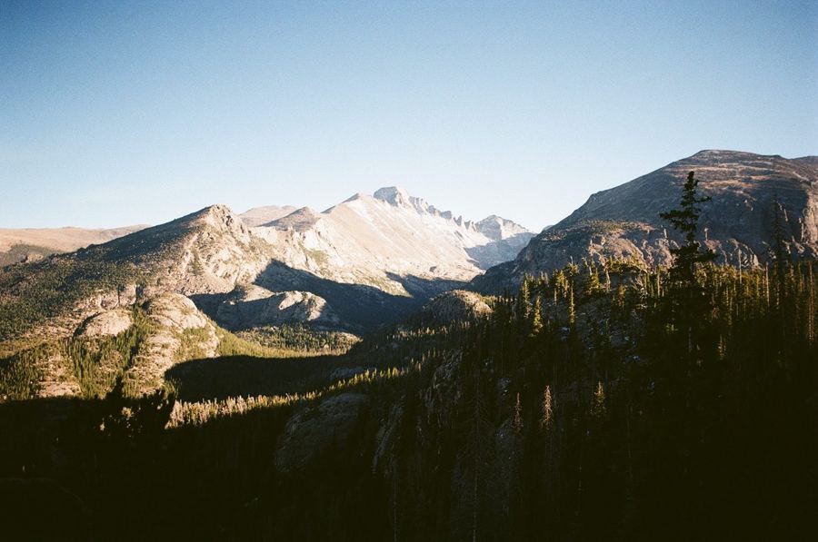 Long mountain range at golden hour